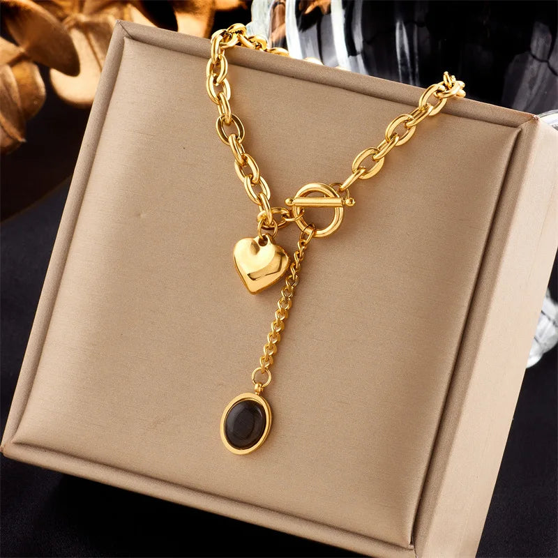 Hollow Heart Charm Clavicle Chain Necklace