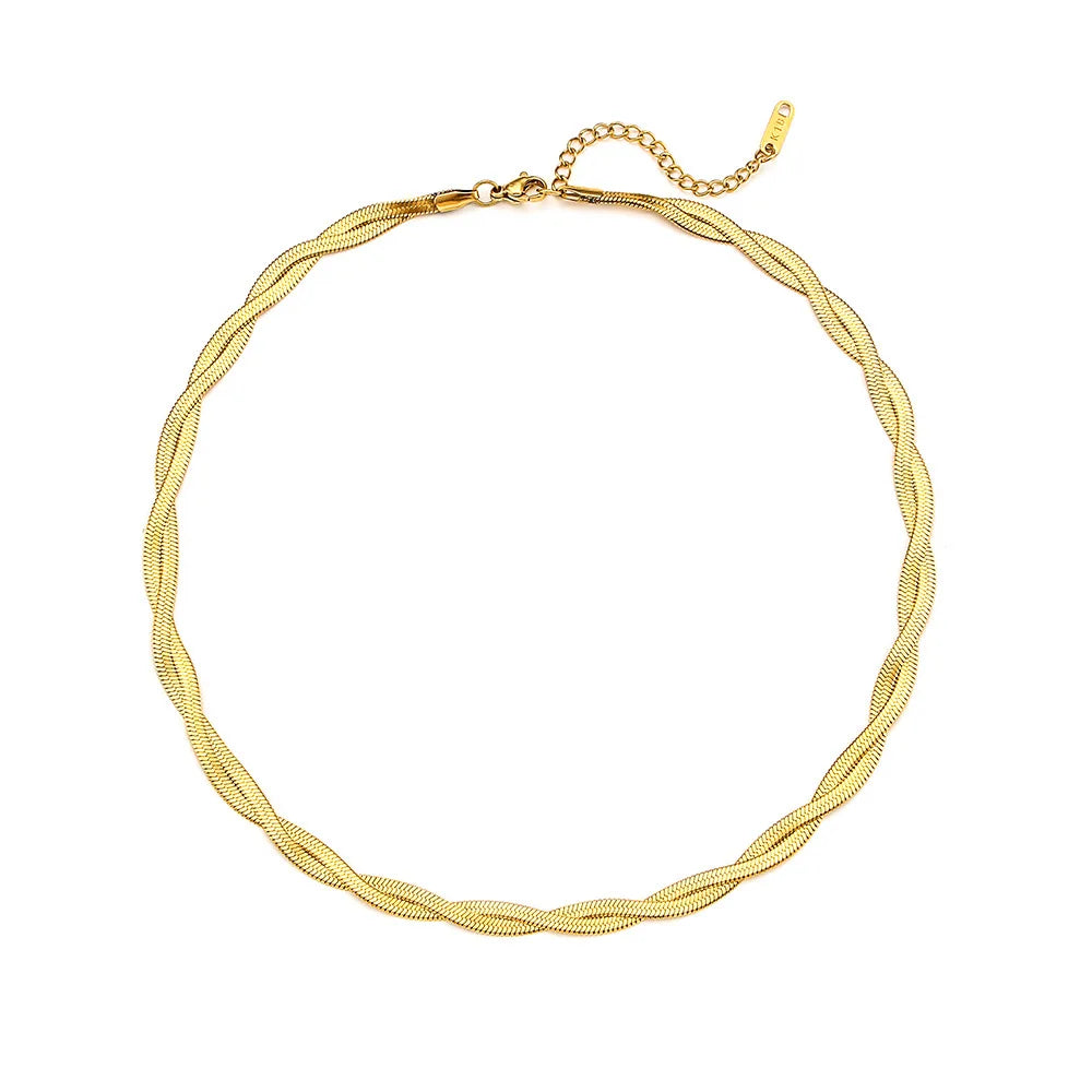 Waterproof Braided Snake Chain Necklace