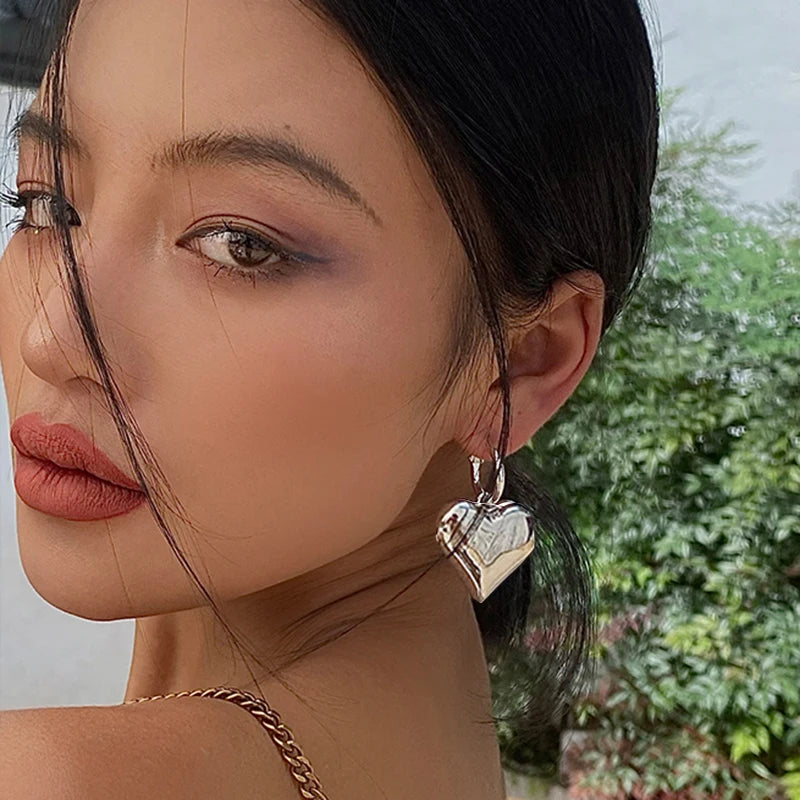 Heart Huggie Hoop Earrings