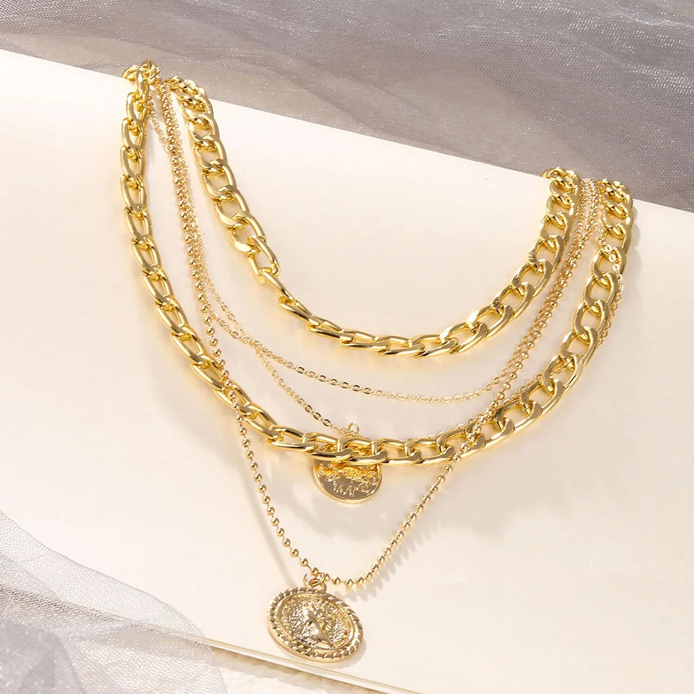 Punk Figure Circular Pendant Necklace Vintage Jewelry