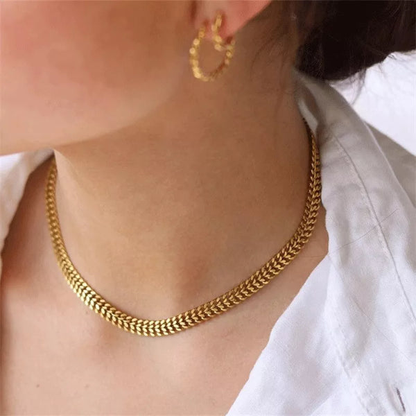 Weave Charm Thick Chain Necklaces
