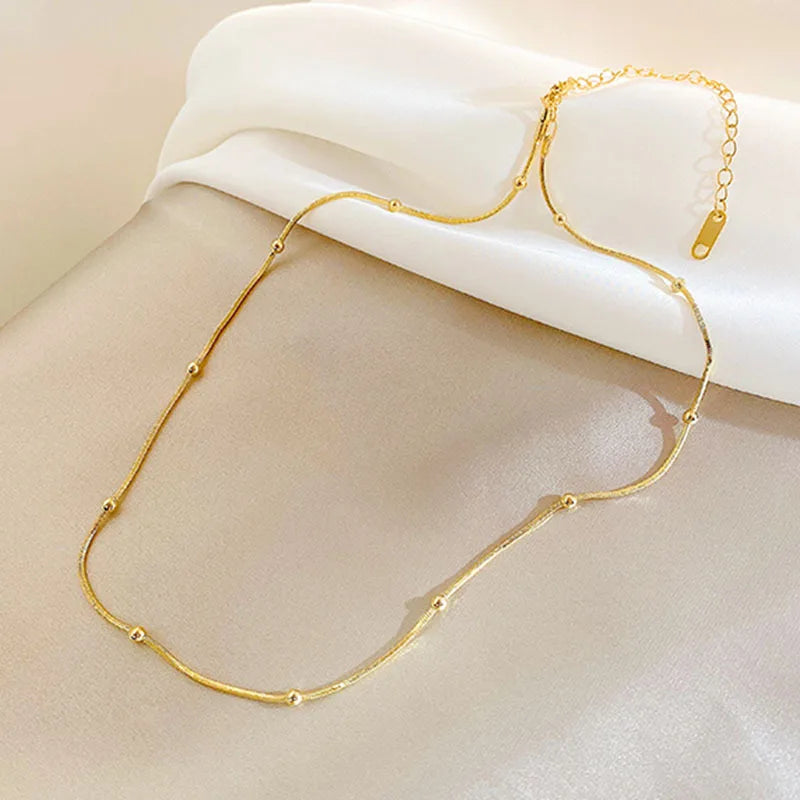 Round Bead Necklace Minimalist Charm Collarbone Chain Choker