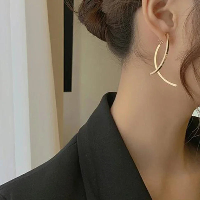 Arc Long Drop Earrings