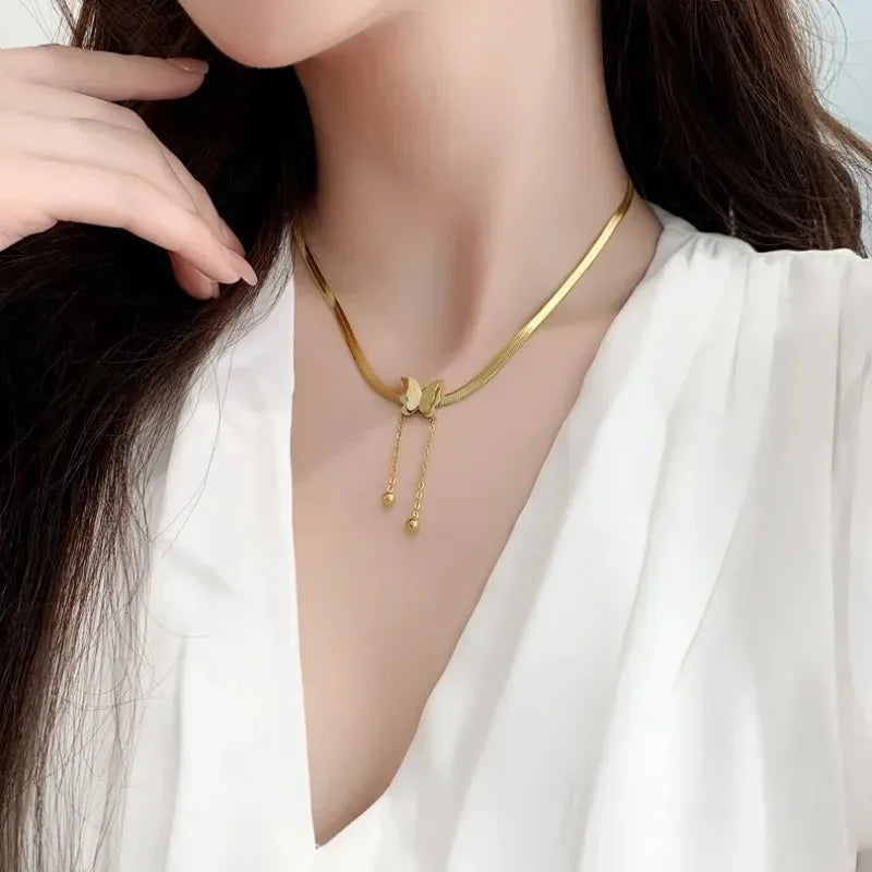 Butterfly Necklace Women  Snake Chains Aesthetic Charm Choker