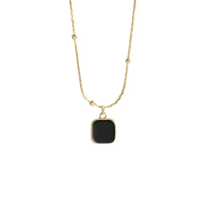 Black Exquisite Minimalist Square Pendant Choker Chains Fashion Necklace