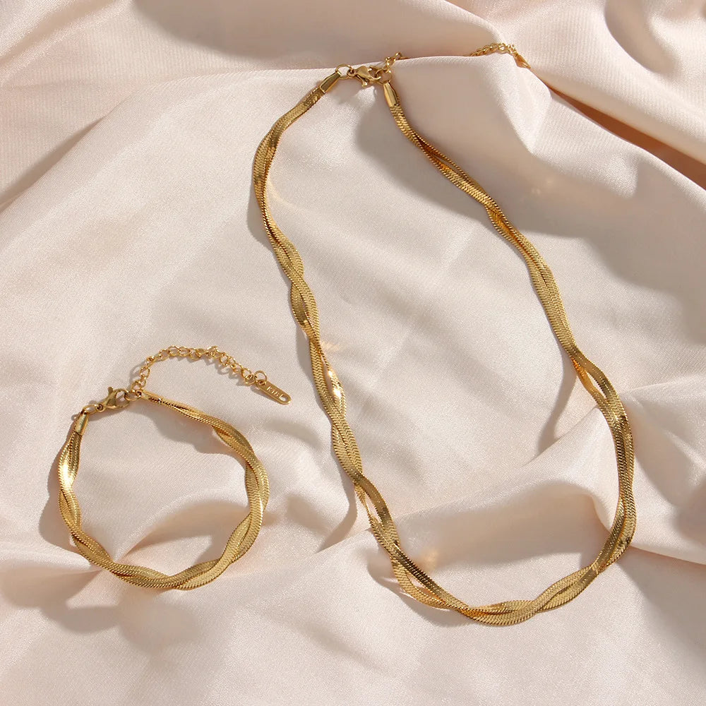 Waterproof Braided Snake Chain Necklace