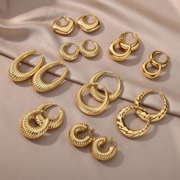 Round Chunky Hoop Earrings