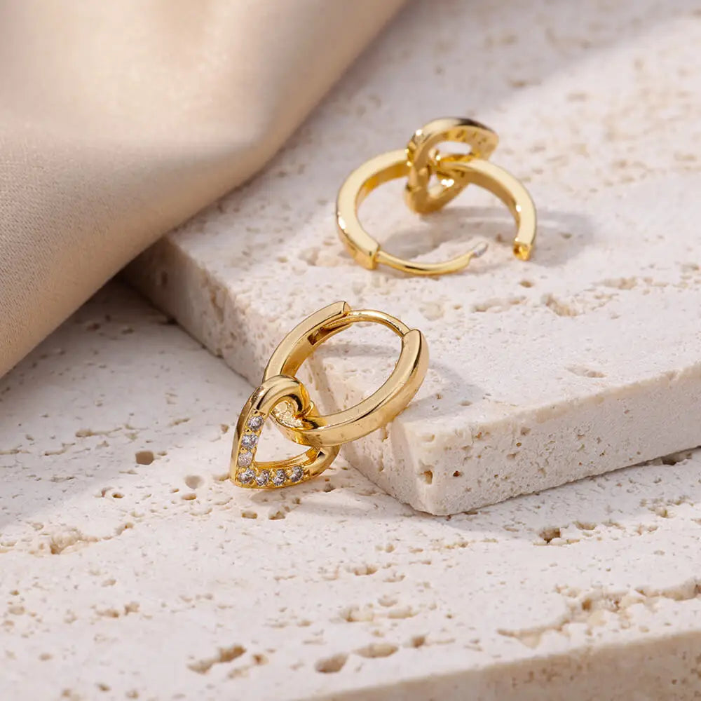 Zircon Heart Pendientes Earrings