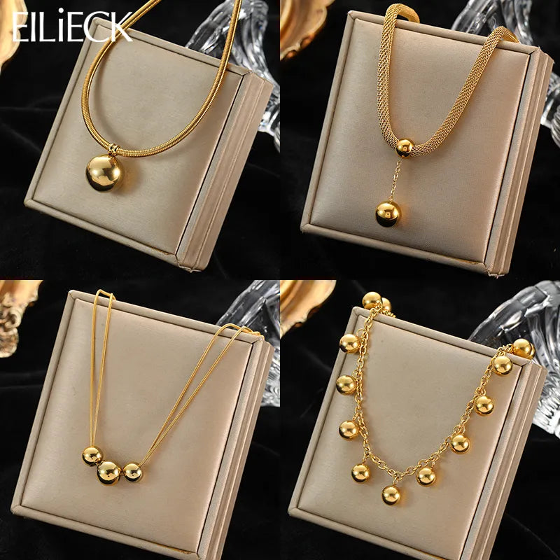 Hollow Ball Beads Pendant Necklace
