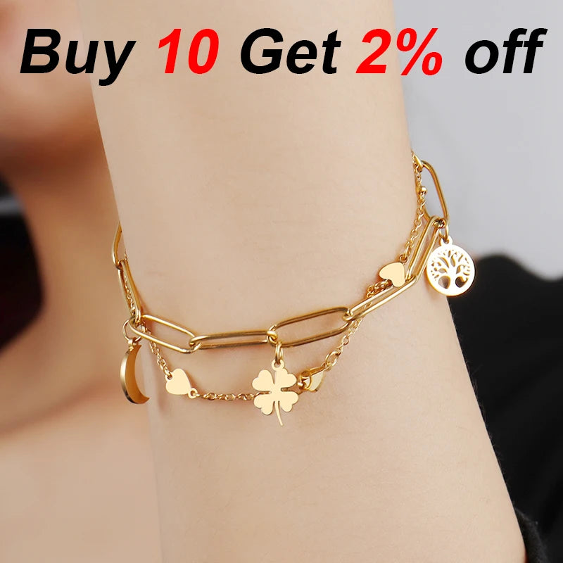 Heart Pendant Bracelets With Beads Exquisite Natural Stone
