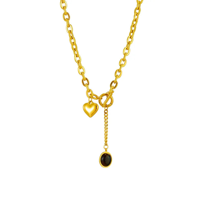Hollow Heart Charm Clavicle Chain Necklace