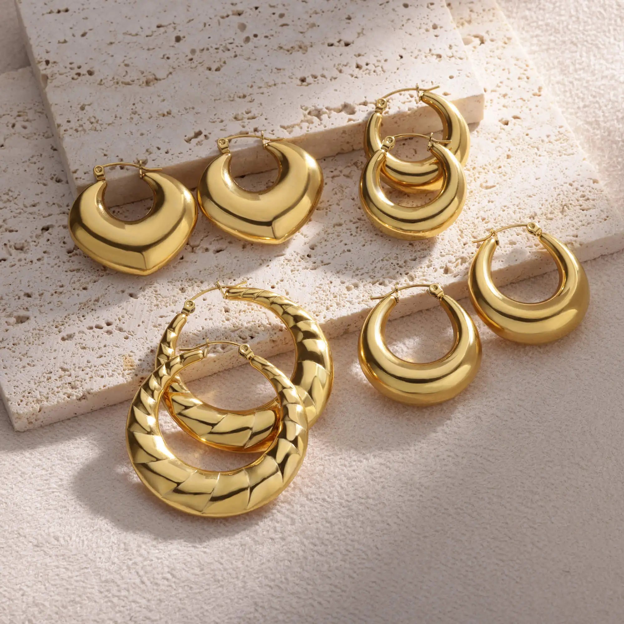 Round Chunky Hoop Earrings
