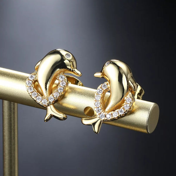 Cute Dolphin Stud Earrings