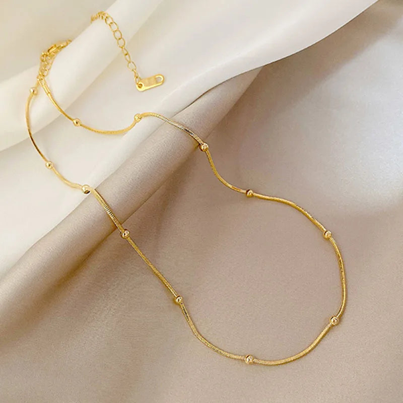 Round Bead Necklace Minimalist Charm Collarbone Chain Choker