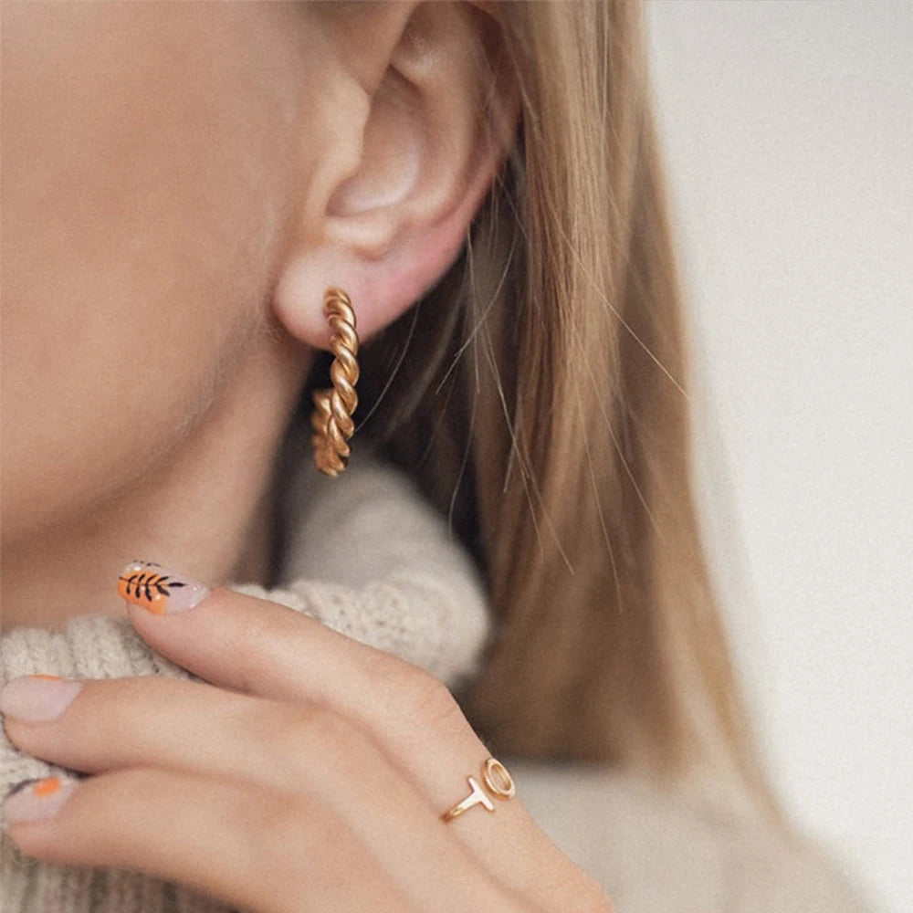 Spiral Twist Hoop Earrings