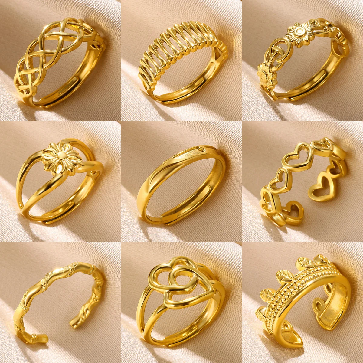 Punk Embossed Hollow Ring