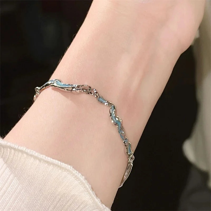 Blue Bamboo Joint Chain Charm Bracelets