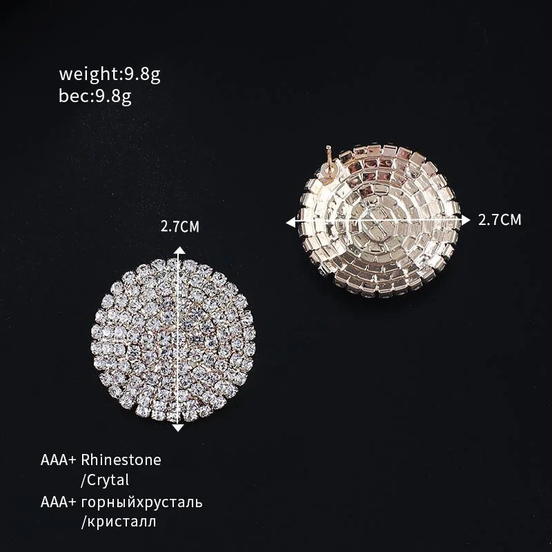 TREAZY Bling Full Rhinestone Big Round Stud Earrings