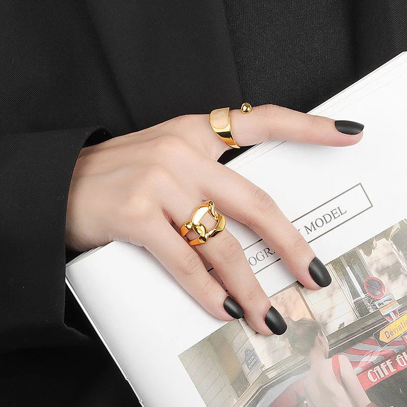 Gold Silver Color Minimalist Irregular Rings