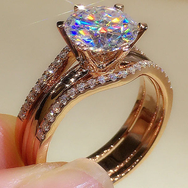 Huitan Unique Rose Gold Color Rings