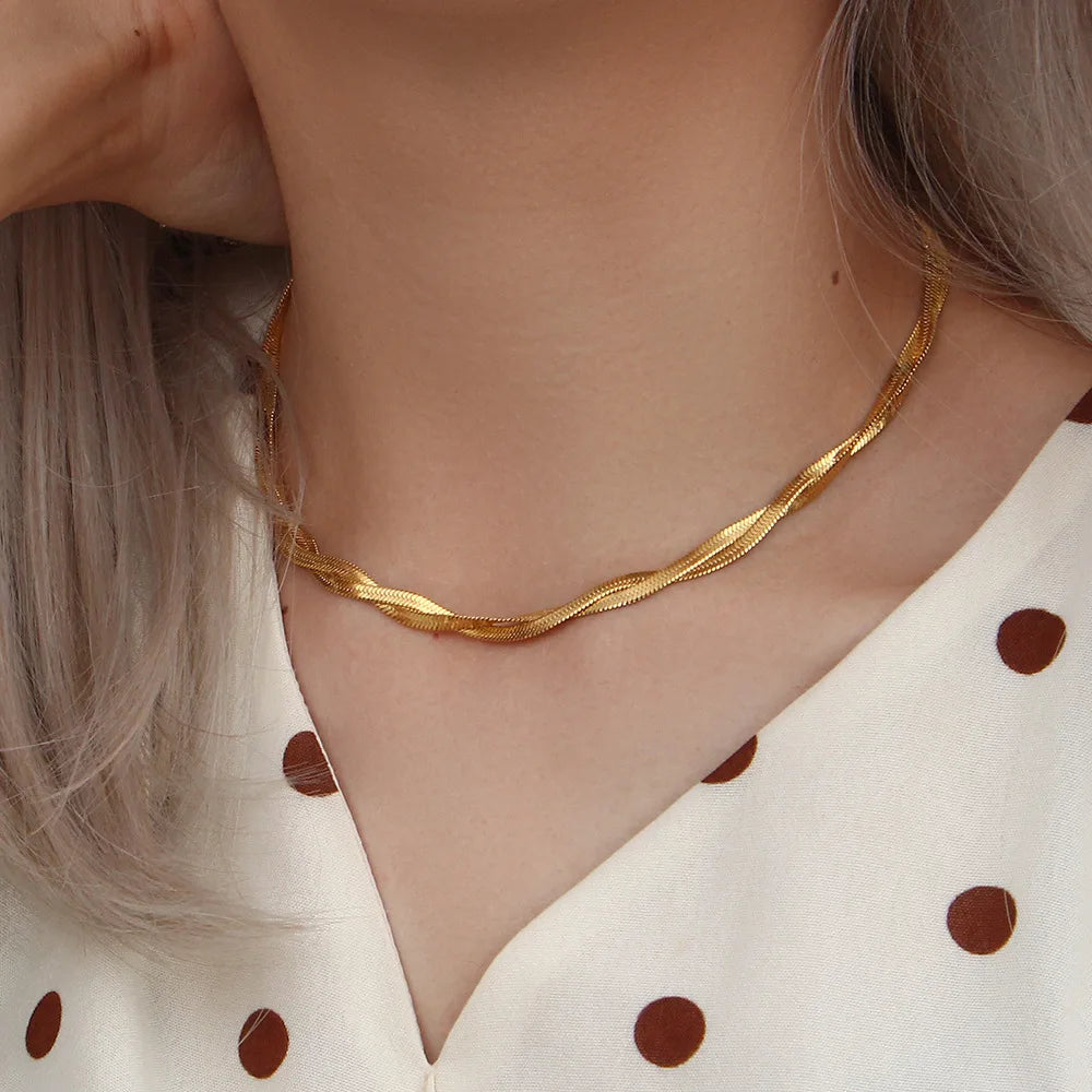 Waterproof Braided Snake Chain Necklace