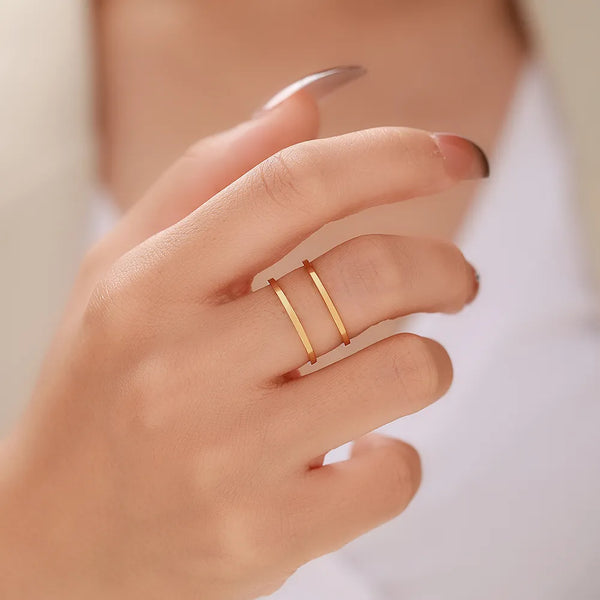 Hollow Double Line Rings