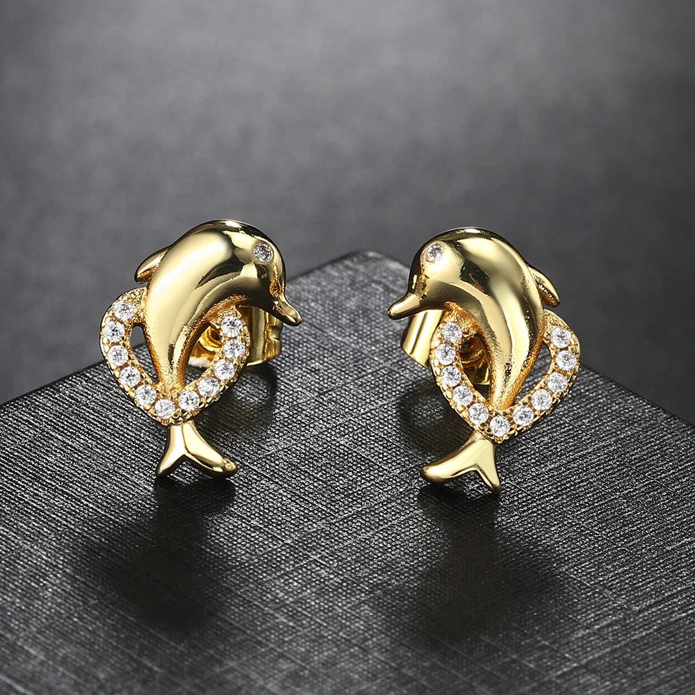Cute Dolphin Stud Earrings