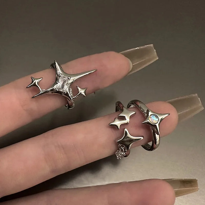 Vintage Irregular Cross Star Couple Ring
