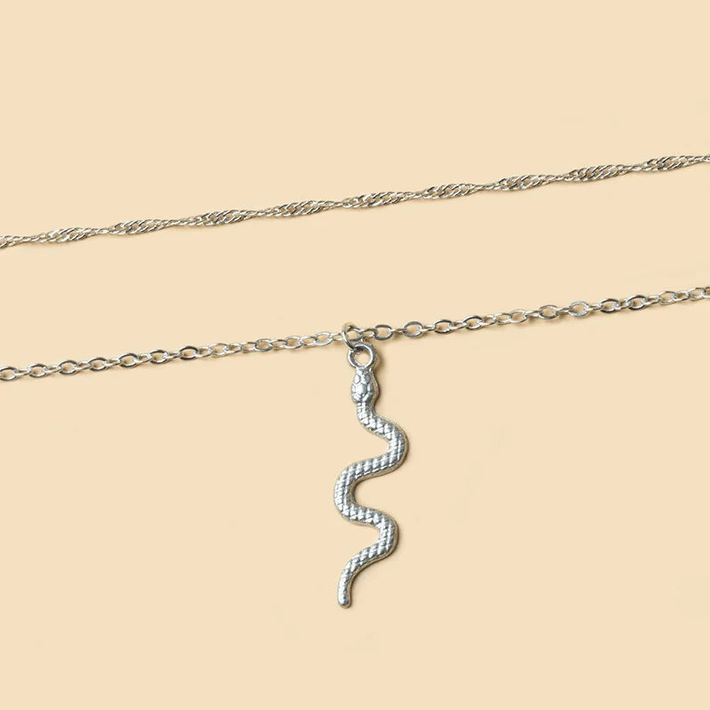 Retro Snake Pendant Necklace Punk Neck Chain