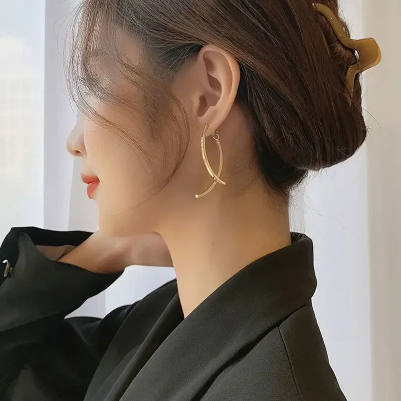 Arc Long Drop Earrings