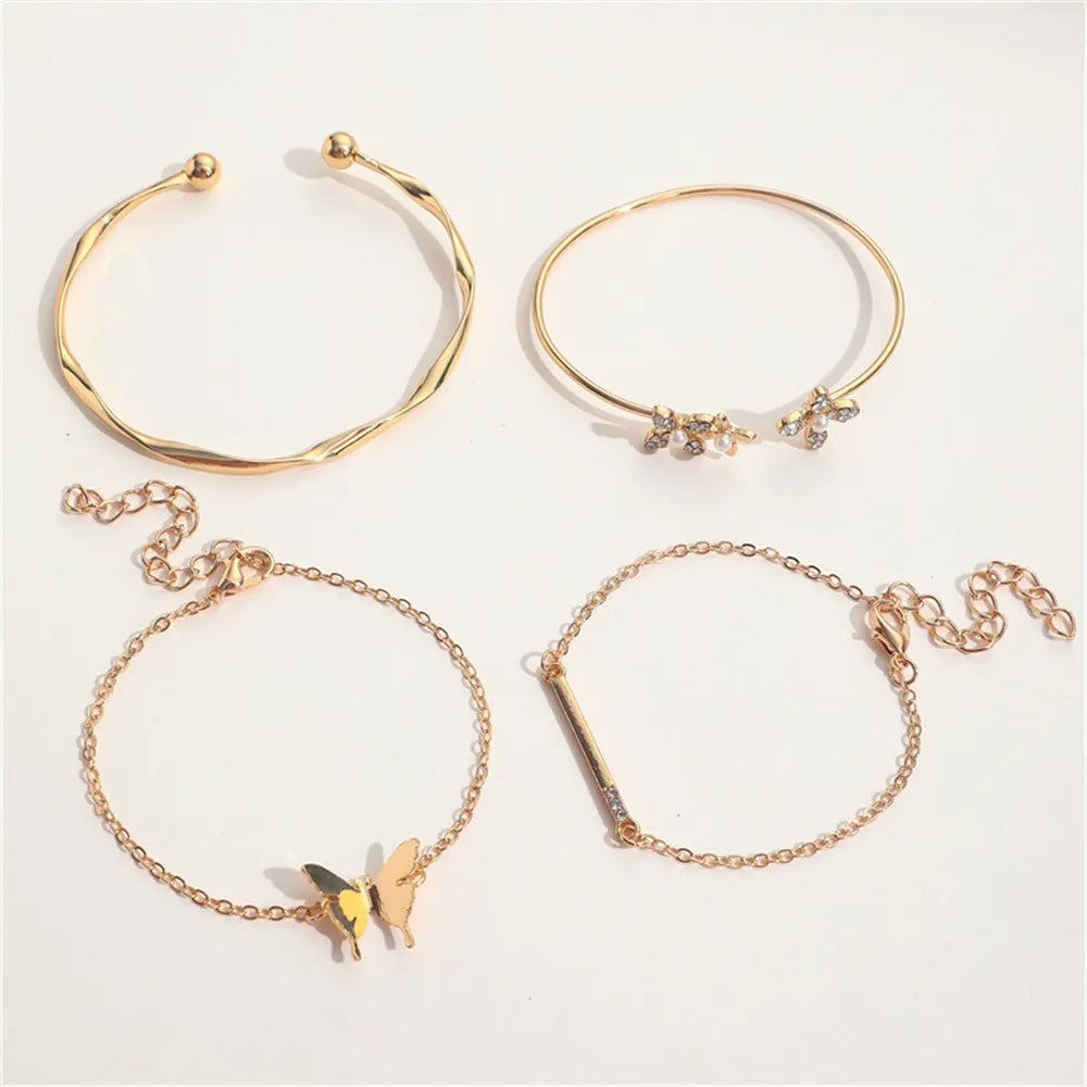 Bracelet Set of 4 Stainless Steel Butterfly Bracelet