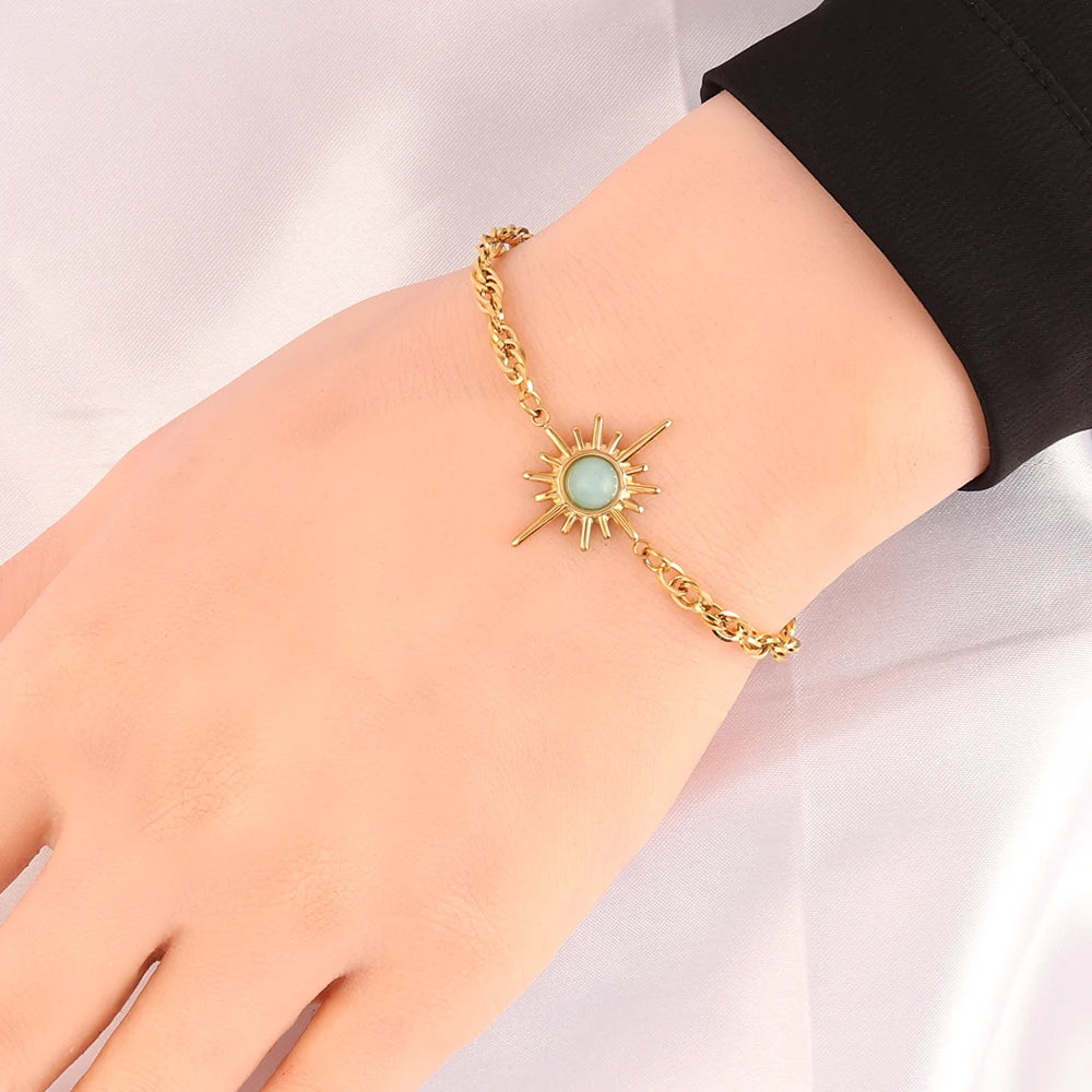 Heart Pendant Bracelets With Beads Exquisite Natural Stone