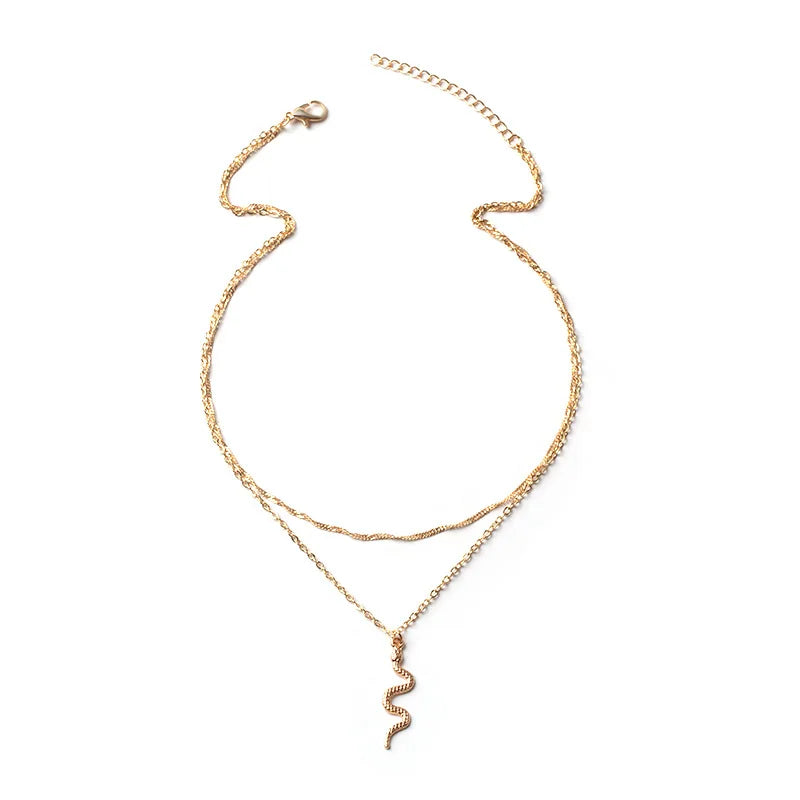Retro Snake Pendant Necklace Punk Neck Chain