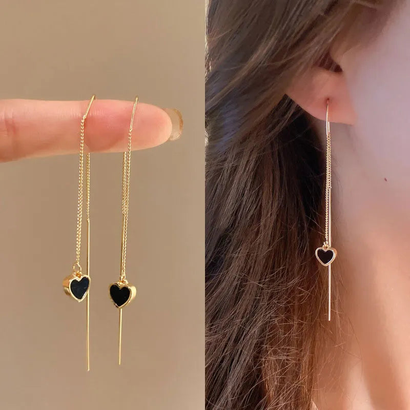 Heart Ear Line Long Hanging Earrings