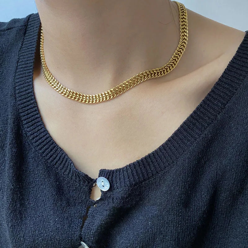 Weave Charm Thick Chain Necklaces