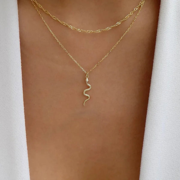 Retro Snake Pendant Necklace Punk Neck Chain