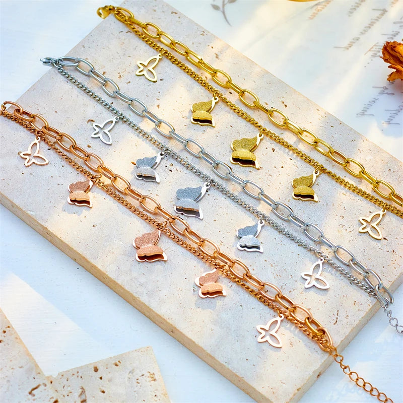 Butterfly Heart Belt Twist Multilayer Chain Bracelet