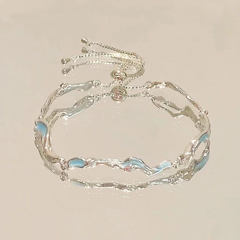 Blue Bamboo Joint Chain Charm Bracelets