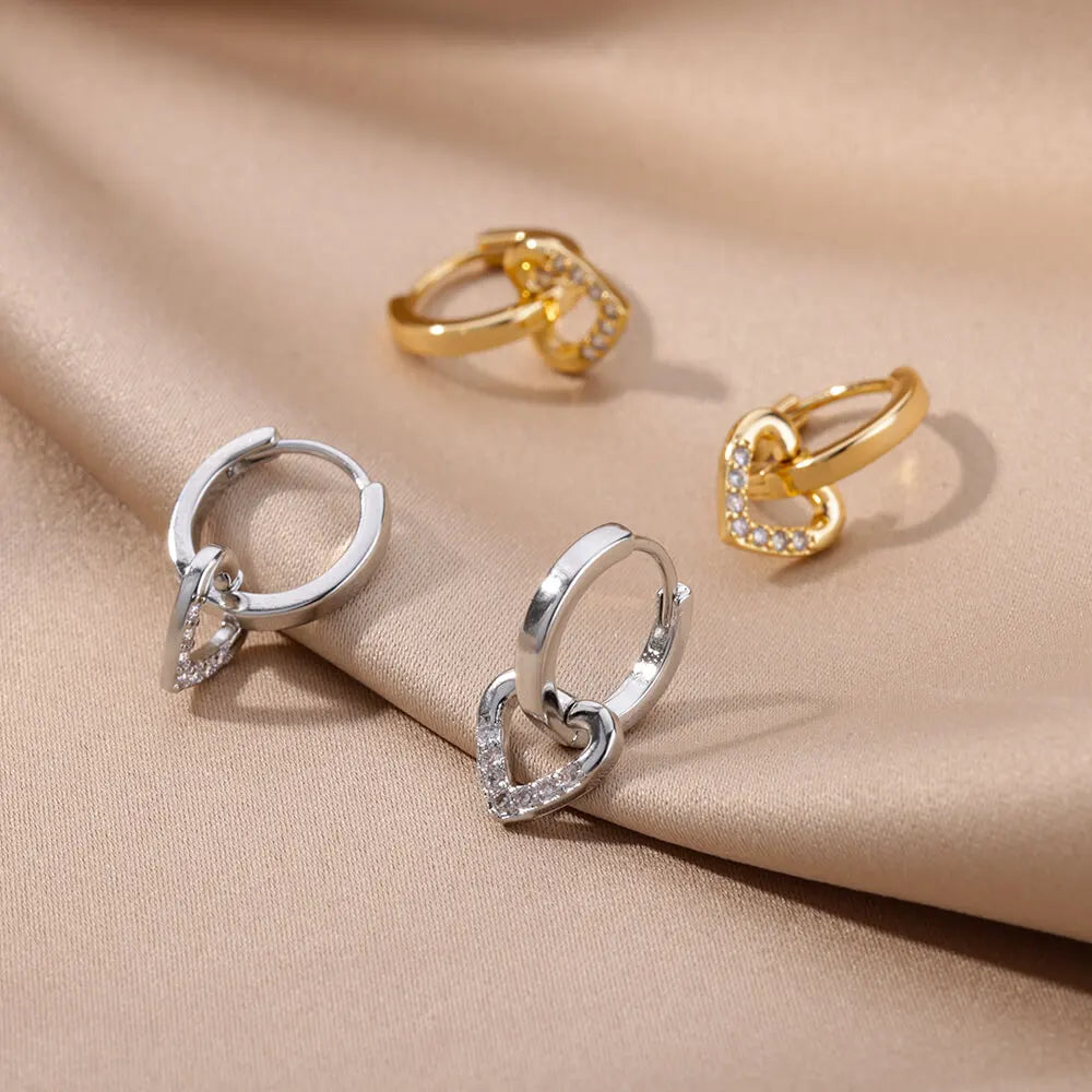 Zircon Heart Pendientes Earrings