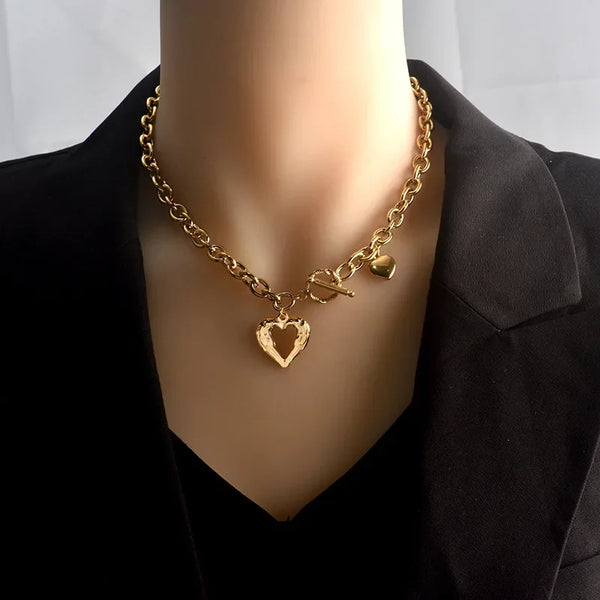 Love Heart OT Buckle Pendant Necklace