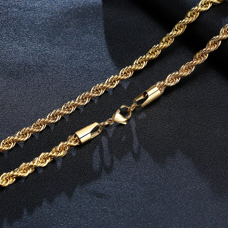 Vnox Dainty Gold Color Rope Chain Necklaces f
