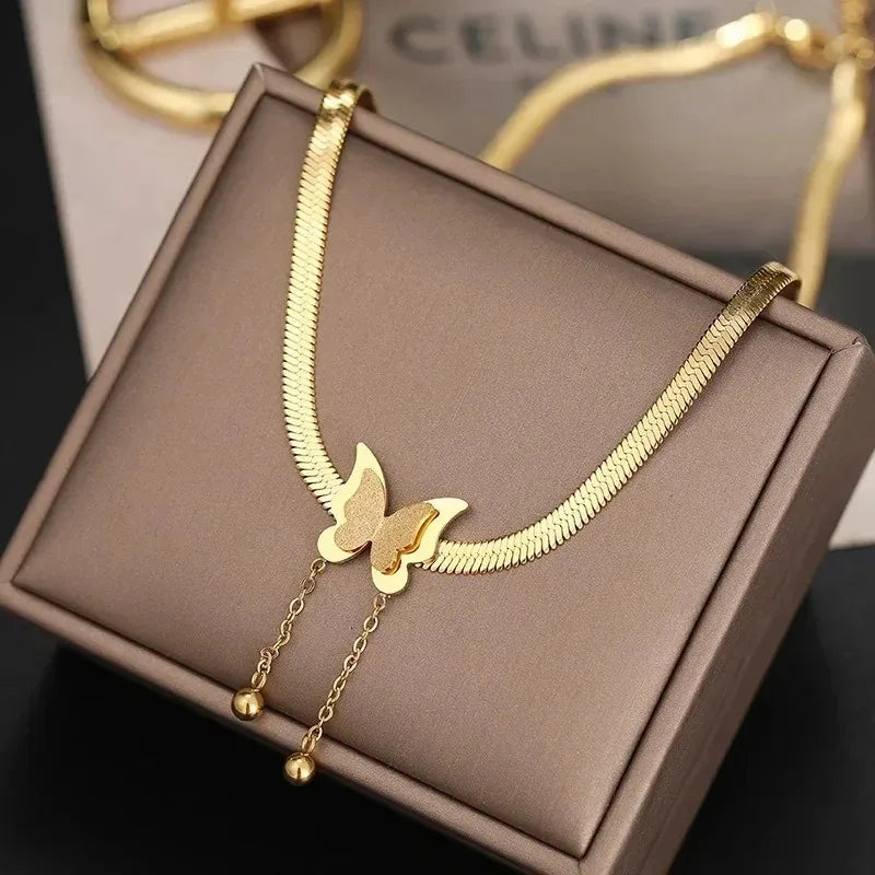 Butterfly Necklace Women  Snake Chains Aesthetic Charm Choker