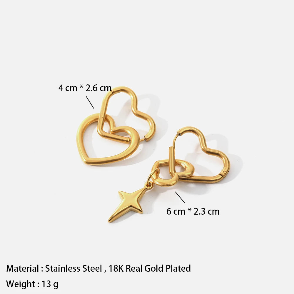 Creative Peach Heart Cross Earrings