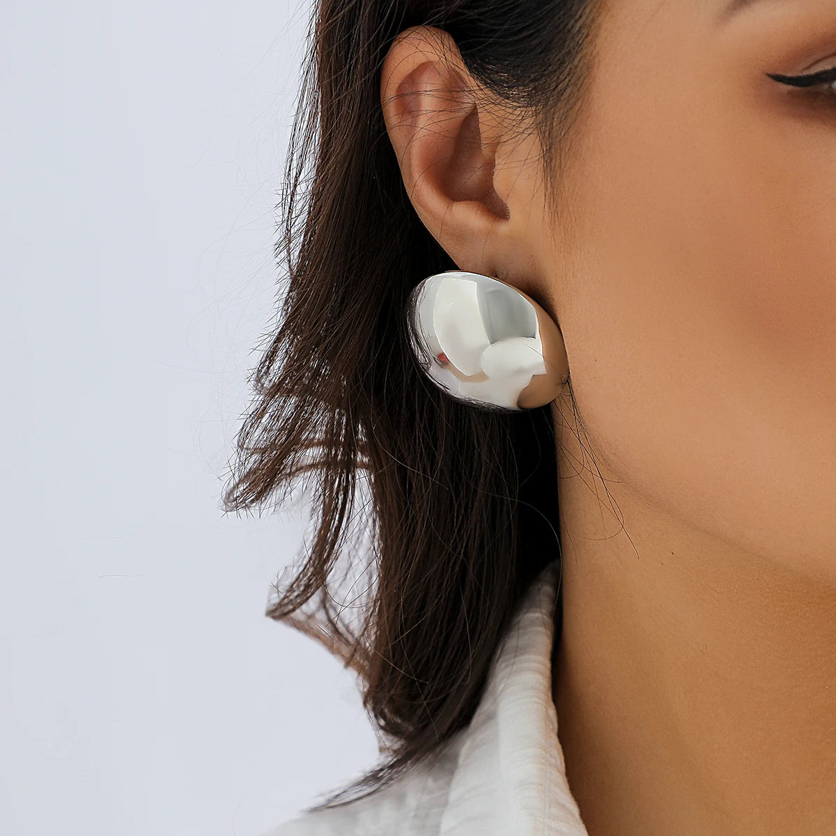 Big Ball Metal Stud Earrings