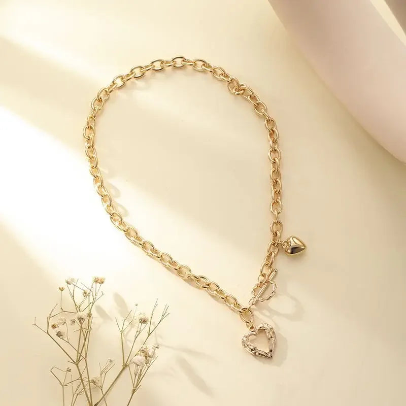 Love Heart OT Buckle Pendant Necklace