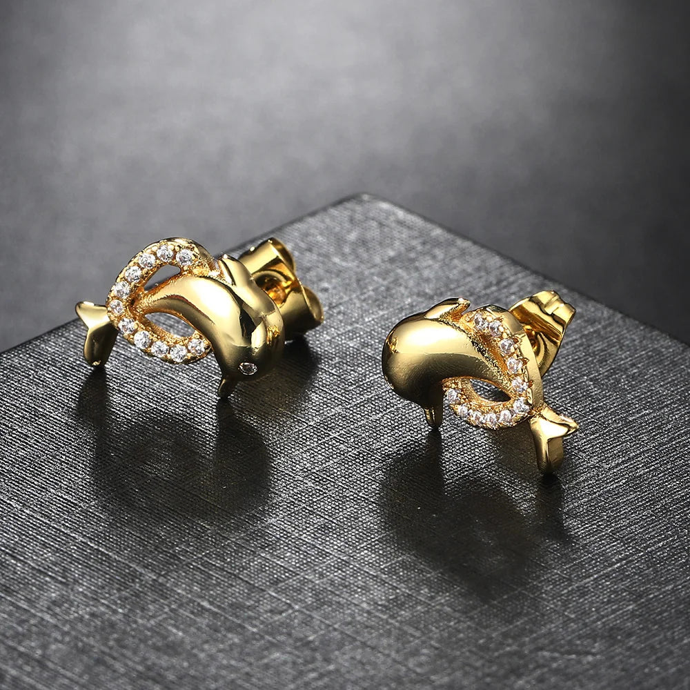 Cute Dolphin Stud Earrings