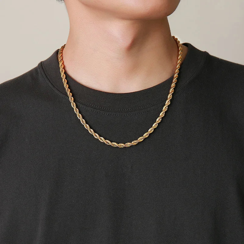 Vnox Dainty Gold Color Rope Chain Necklaces f