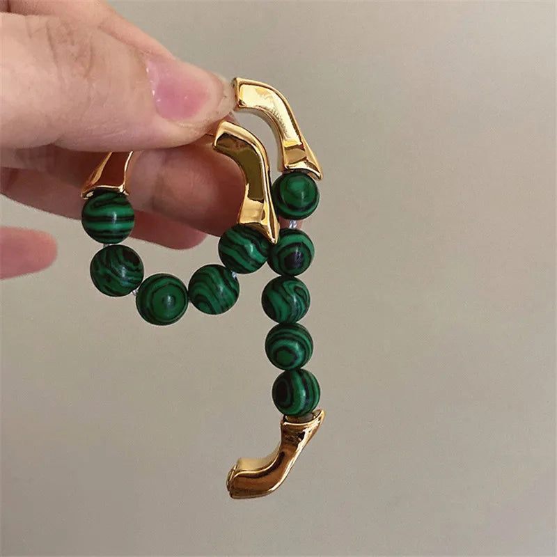 The Green Beads Metal Earrings