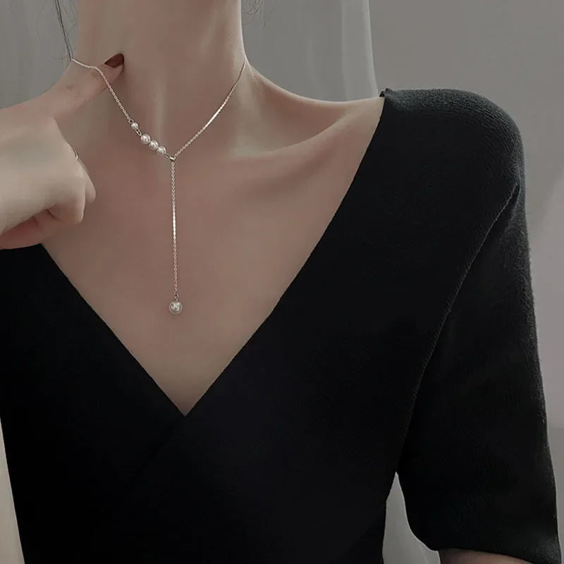 Xingyunday New Pearl Tassel Adjustable Necklace