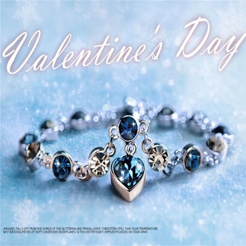Crystal Heart Charm Pulseras Bracelet Bridal Wedding